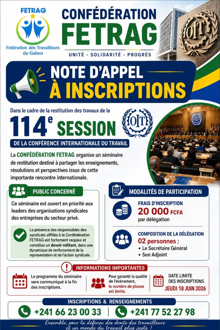 CONFÉDÉRATION FÉTÉRAG NOTE D’APPEL À INSCRIPTIONS